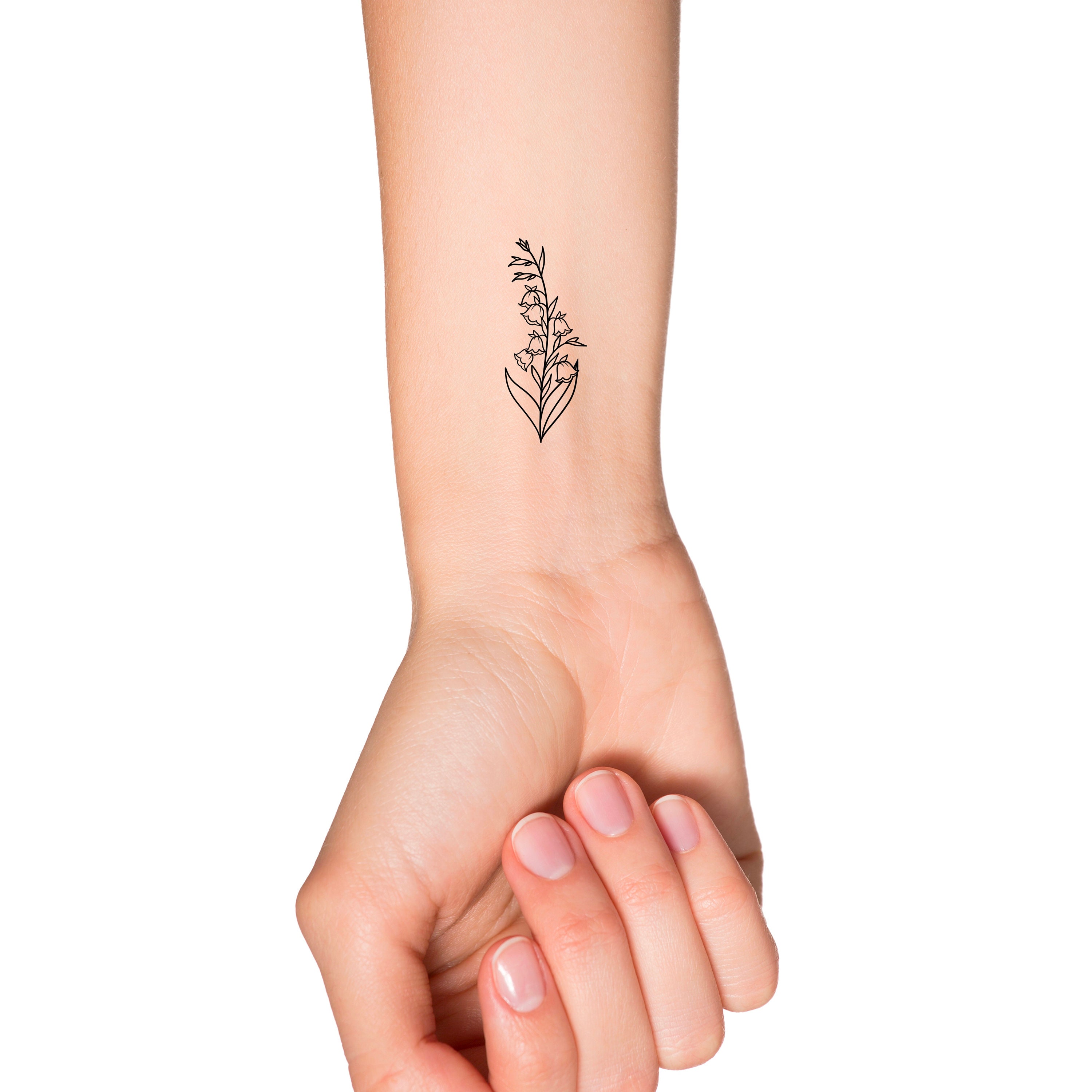 May Birth Month Flower Lily Of The Valley Temporary Tattoo Etsy