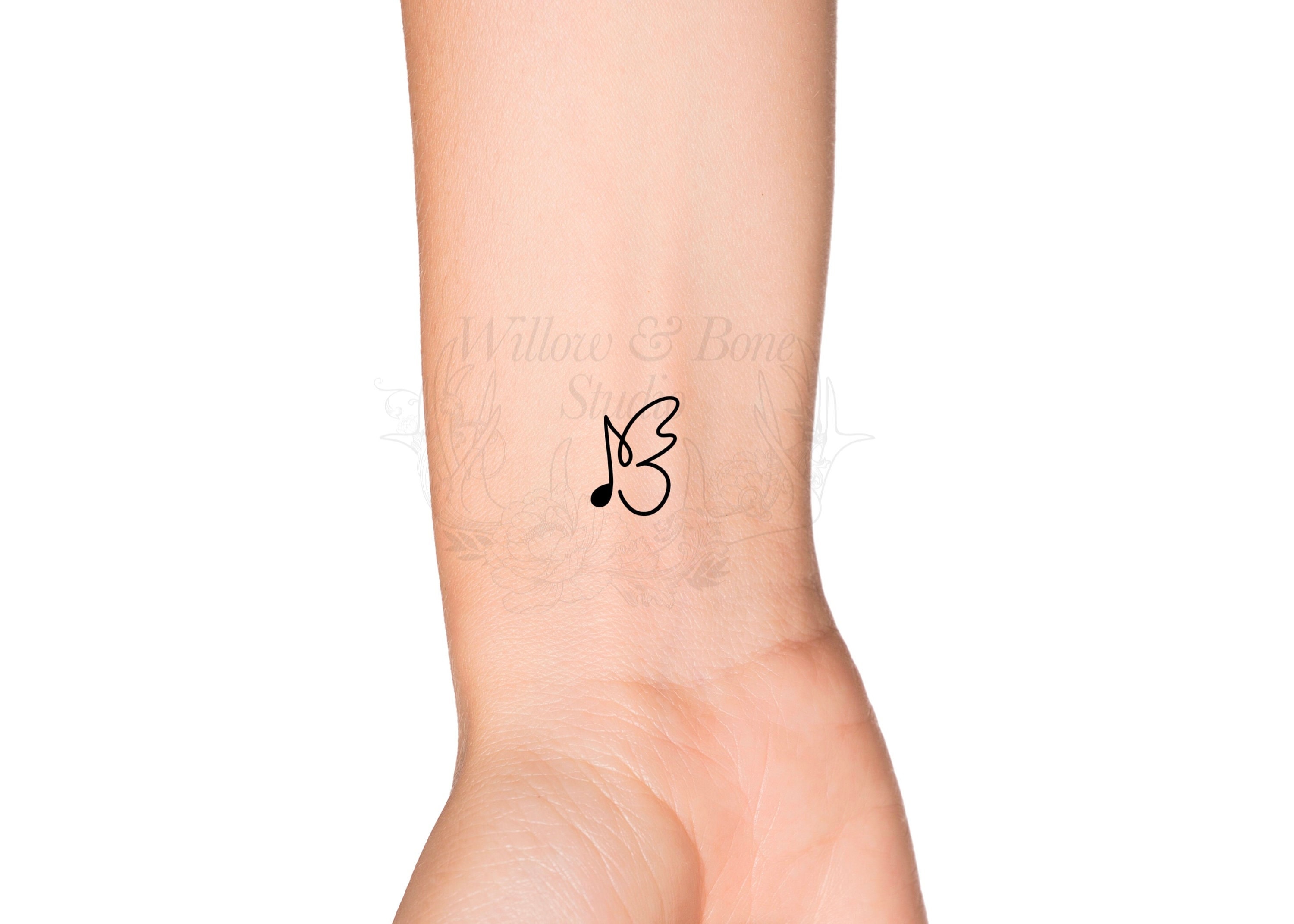 Music Note Butterfly Outline Temporary Tattoo Lyrics Etsy
