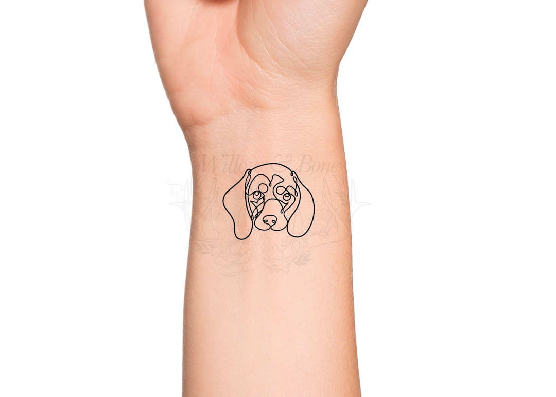 Tatouage Patte De Chien Femme Beagle Dog Love Puppy Eyes Ligne Continue Tatouage temporaire - Etsy France