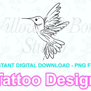 Descarga digital Hummingbird Sketchy Dotwork Bird Tattoo Design - Muñeca Tobillo Animal lindo Archivo PNG Descarga digital instantánea