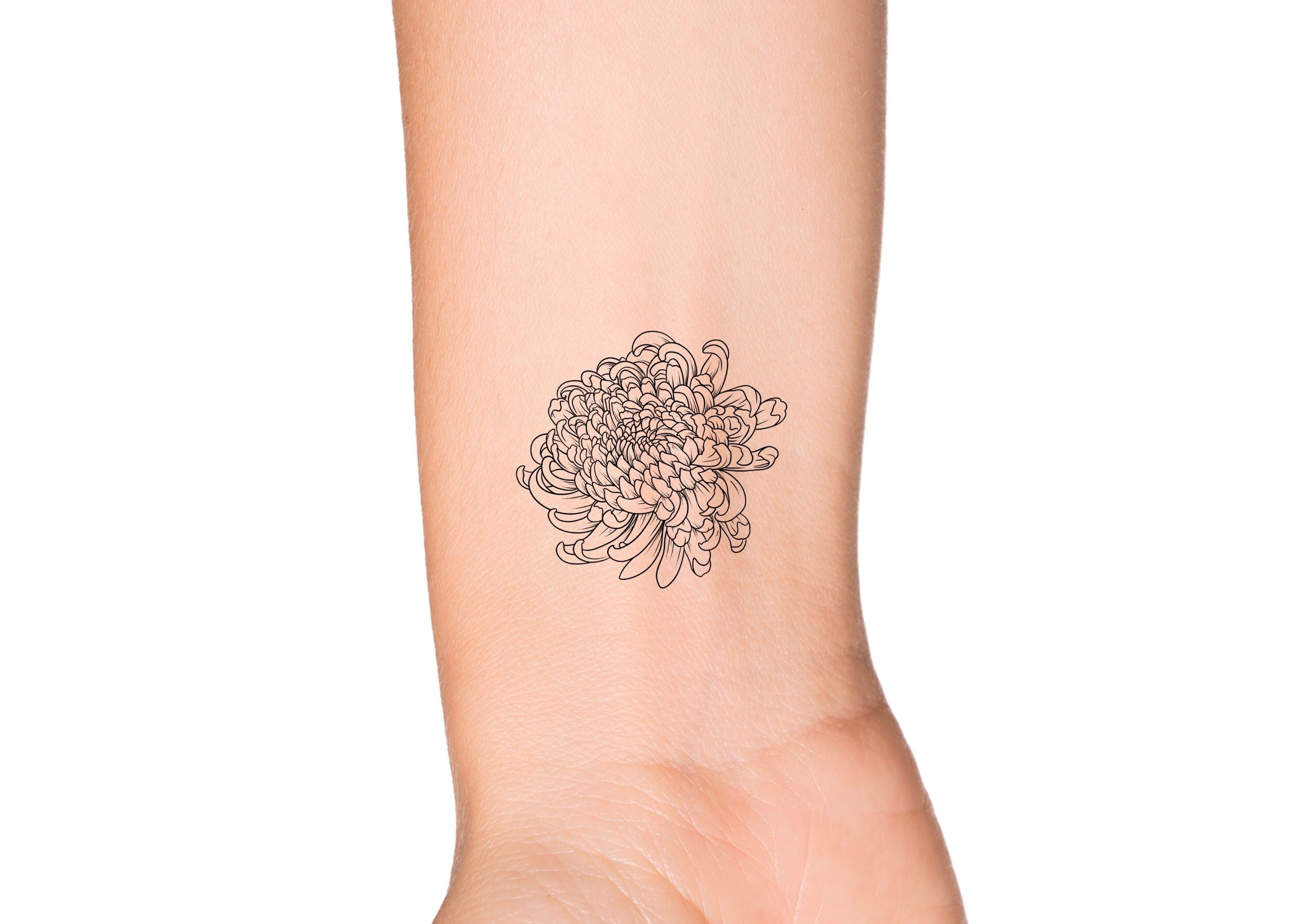 Red and grey Chrysanthemum tattoo style floral illustration Sticker for  Sale by AFryett  Redbubble
