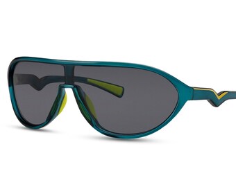 Lunettes de soleil performance effet miroir Wayfarer « Day II » ultra légères Monture verte noire rouge bleue Verres sport Nouvelle collection Protection 100 % UV