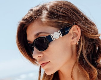 Luxus-Damensonnenbrille „VR“ Schwarz Weiß Braun Goldrahmen NEUE Kollektion 100 % UV-Schutz