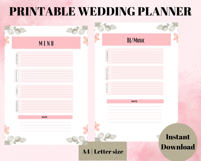 Wedding Planner Printable Printable Wedding Planner Kit Etsy