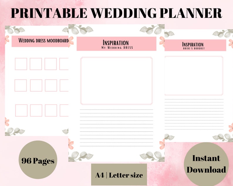 Wedding Planner Printable Printable Wedding Planner Kit Etsy