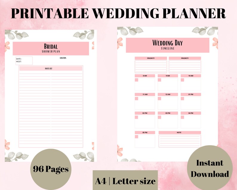 Wedding Planner Printable Printable Wedding Planner Kit Etsy