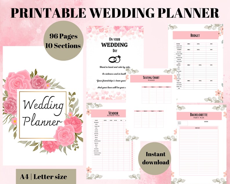Wedding Planner Printable Printable Wedding Planner Kit Etsy