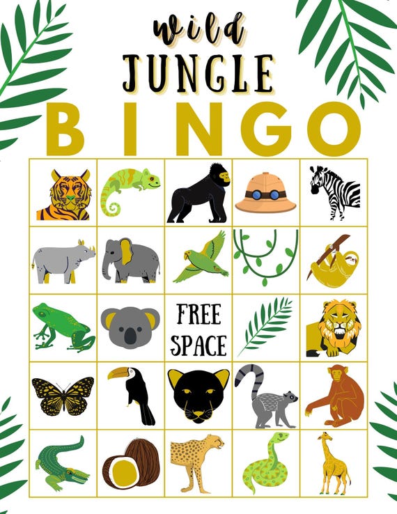 Safari Jungle Baby Shower Bingo Game Birthday Party Games - España