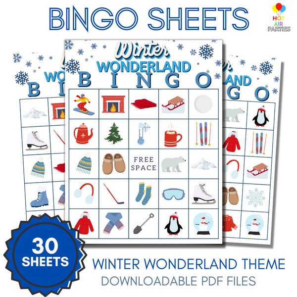 Winter Wonderland Printable/Downloadable Bingo Game - Winter Themed  Bingo - 30 Unique Bingo Cards and 2 Call Card Sheets