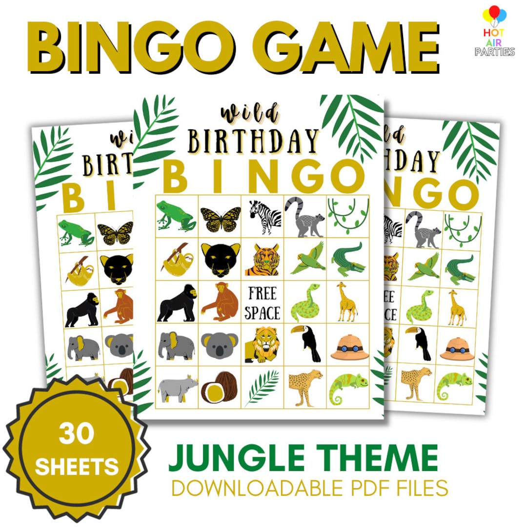 Safari Jungle Baby Shower Bingo Game Birthday Party Games - España