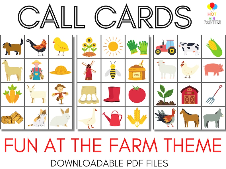 Printable/downloadable Bingo Game Farm Barnyard Bingo 30 Unique Bingo ...