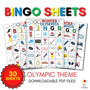 Winter Olympics Bingo -  30 Unique Cards (Printable/Downloadable)