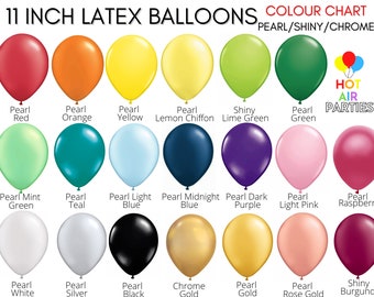 Pearl, Metallic, Shiny, Chrome 11" Latex Balloons - Variety of Colours