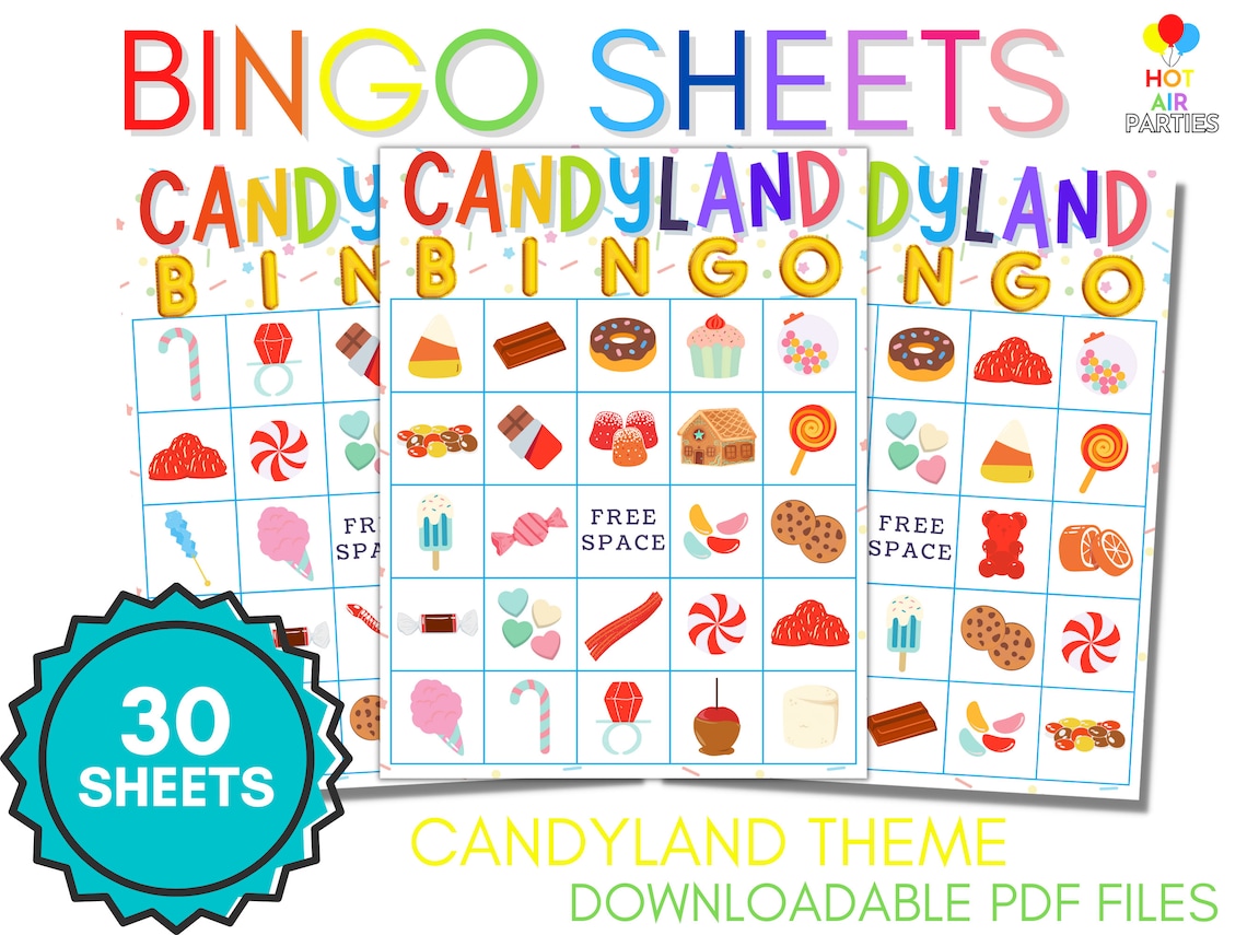 Candyland Printable/downloadable Bingo Game Candy Themed Sugar-inspired ...