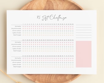 Editable 75 Soft Challenge Tracker Template: Printable Workout & Lifestyle Planner