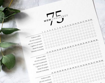 75 Mom Challenge Printable: Tracker, Meal Planner & Self-Care Journal