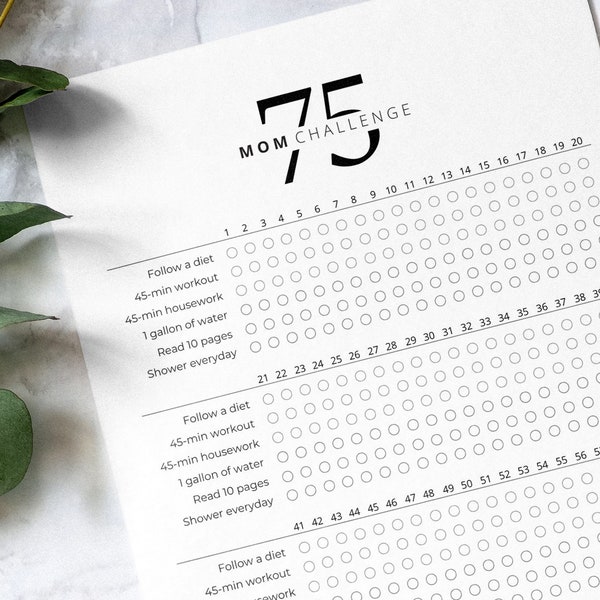 75 Mom Challenge Printable, 75 Mom Tracker, Editable Canva Template, Self Care Challenge, Weekly Meal Planner, Workout Tracker