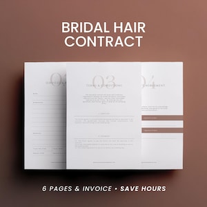 Contractsjabloon bruidskapsalon: bewerkbare canva-overeenkomst voor trouwstudio's