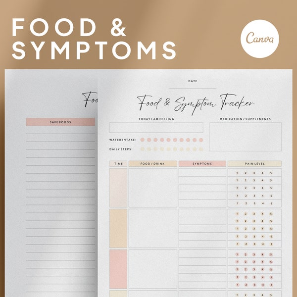 Food & Symptom Tracker Printable, IBS Tracker, Daily Food Diary, My Tummy Hurts Journal, Supplement Log, Bowel Pain Template