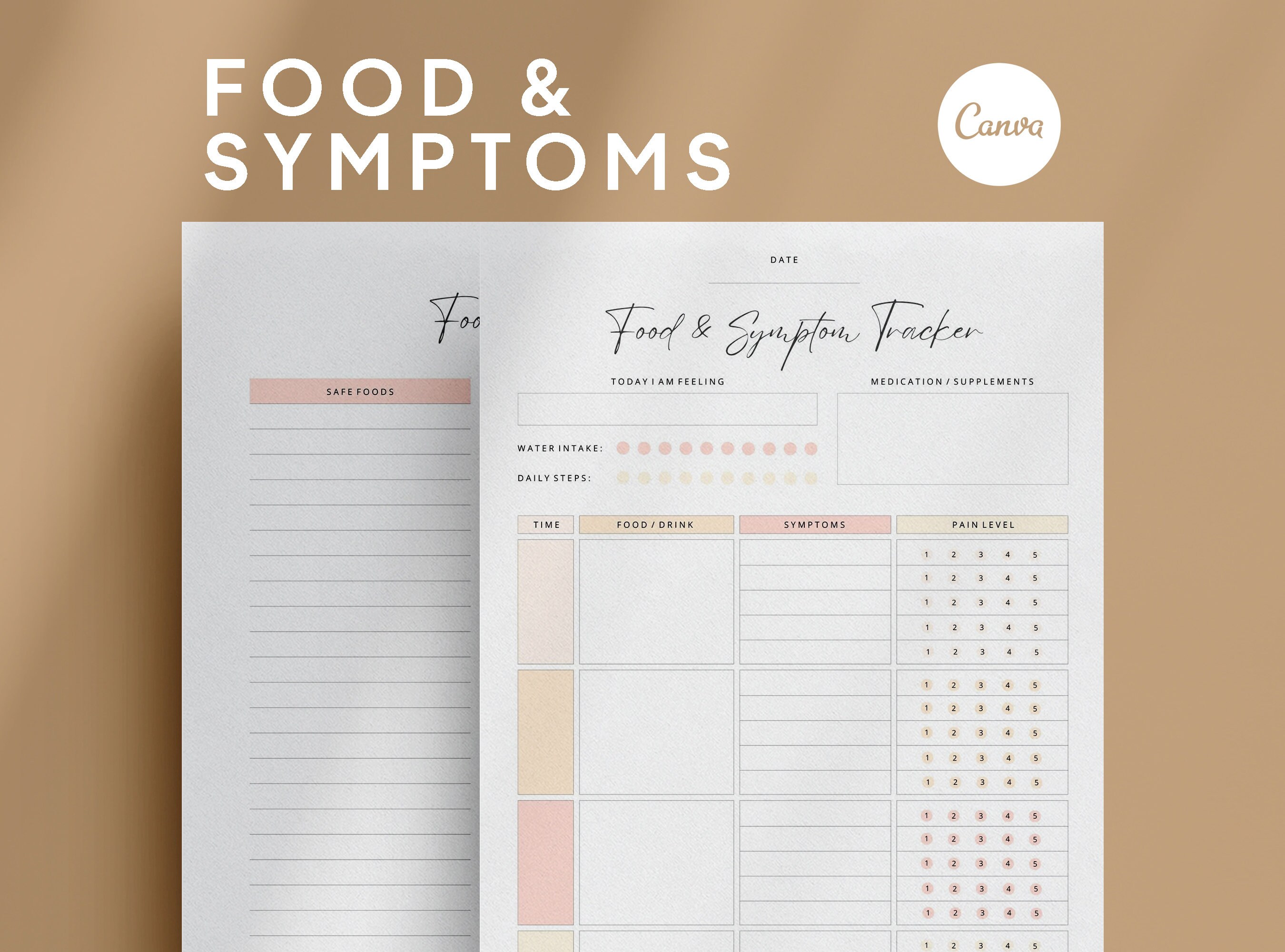 Food & Symptom Tracker Printable, IBS Tracker, Daily Food