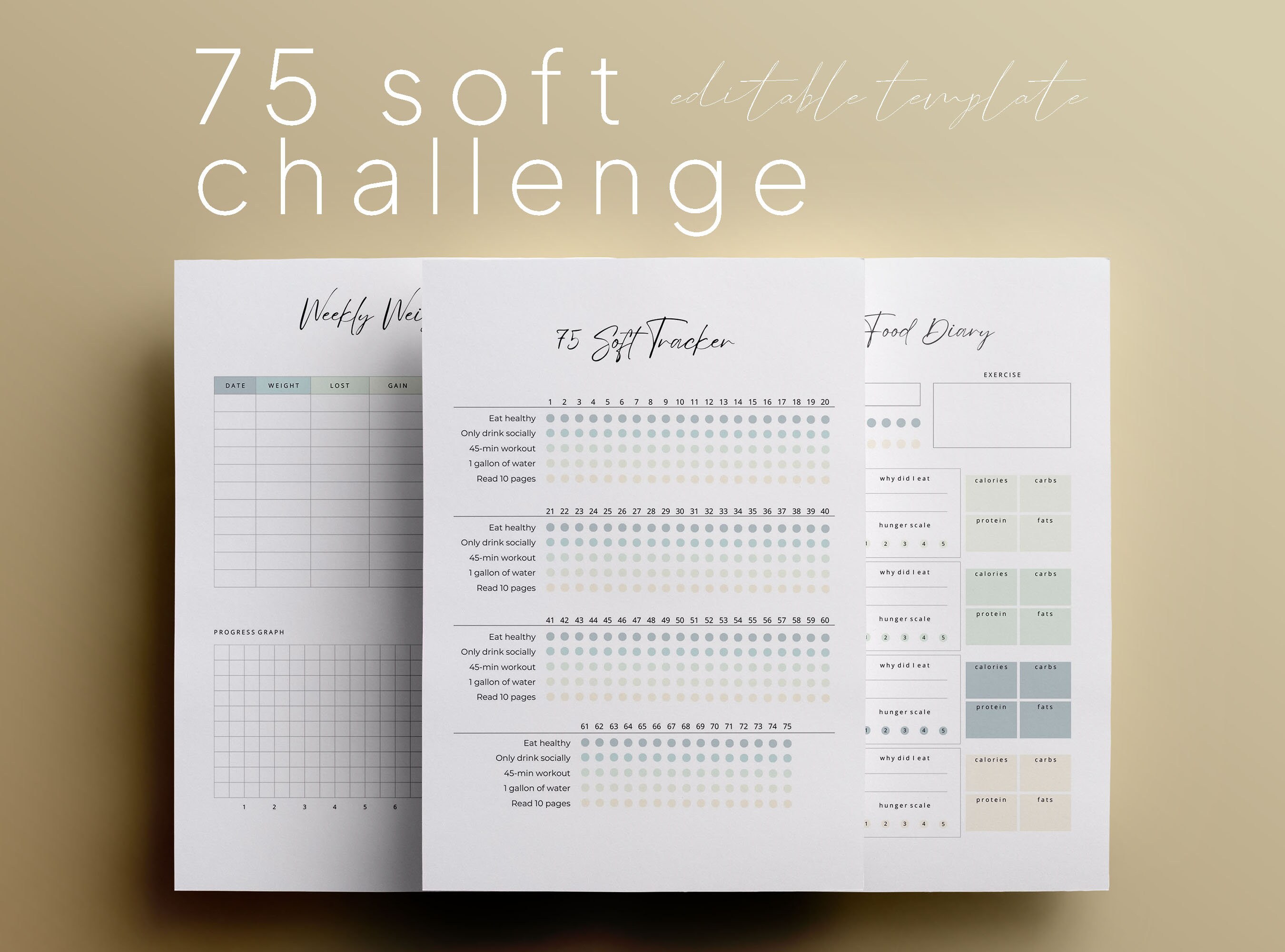 75 Soft Challenge Bundle, 75 Easy Challenge Printable, Self Care ...