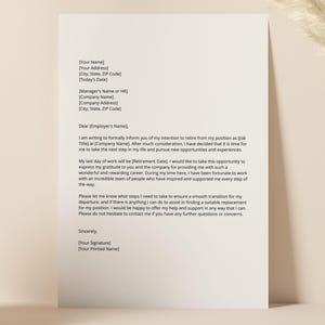 Carta de aposentadoria profissional, carta de aposentadoria, modelo de anúncio de aposentadoria, modelo editável do Canva