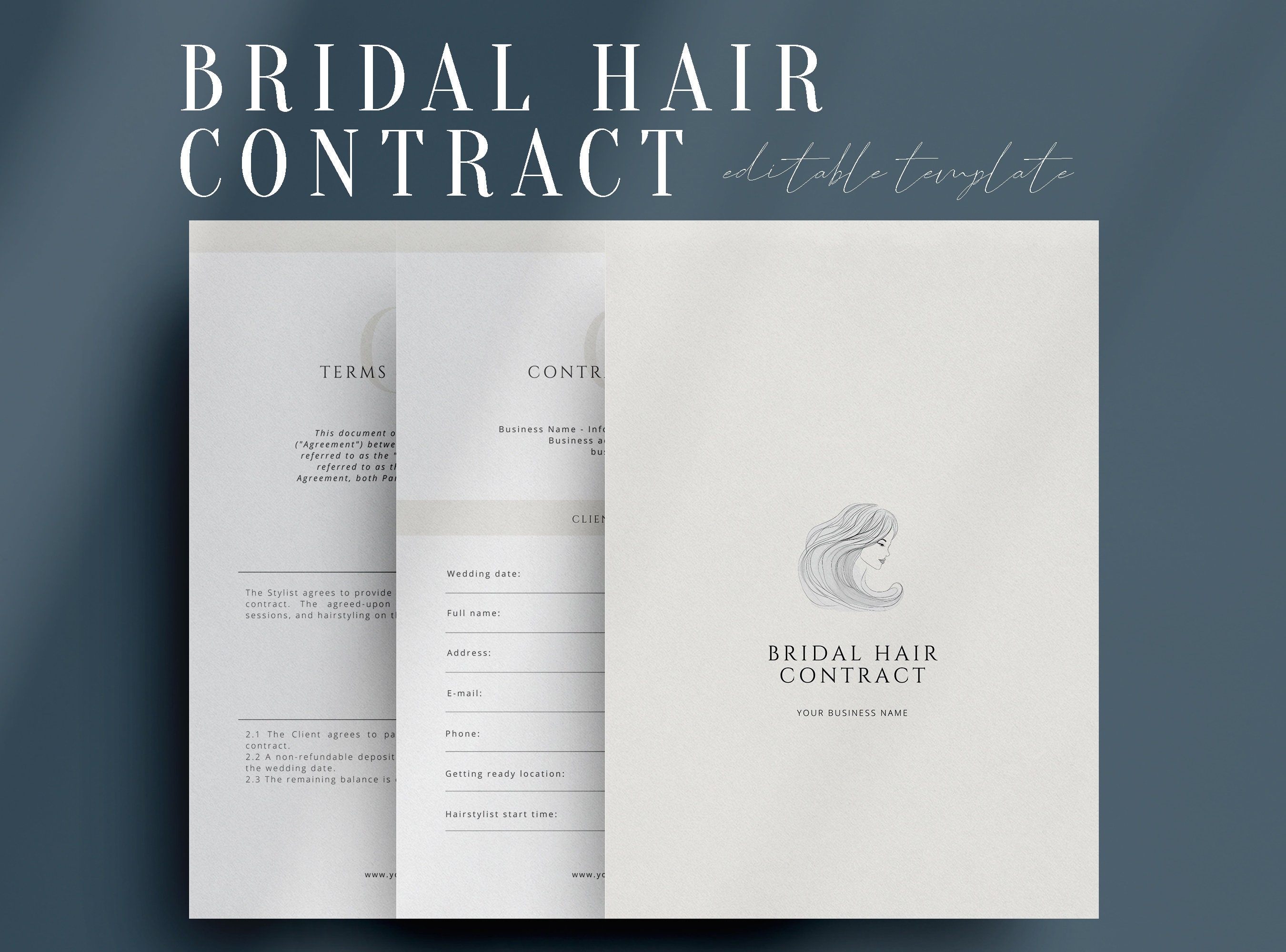 Bridal Hair Contract Template Wedding Bridal Party Salon Services Bridal Hair Contract Template Wedding Bridal Party Salon Services
