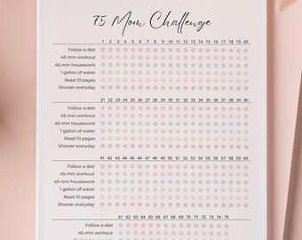 75 Mom Challenge Printable: Tracker, Meal Planner & Self-Care Journal