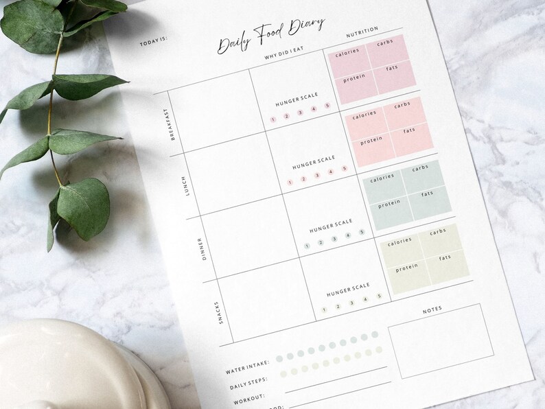 Editable Food Diary A4, US Letter, A5 Canva Template Meal Journal Daily ...