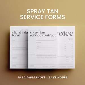 Spray Tan Forms Bundle: Editable Client Intake, Consent & Consultation Templates