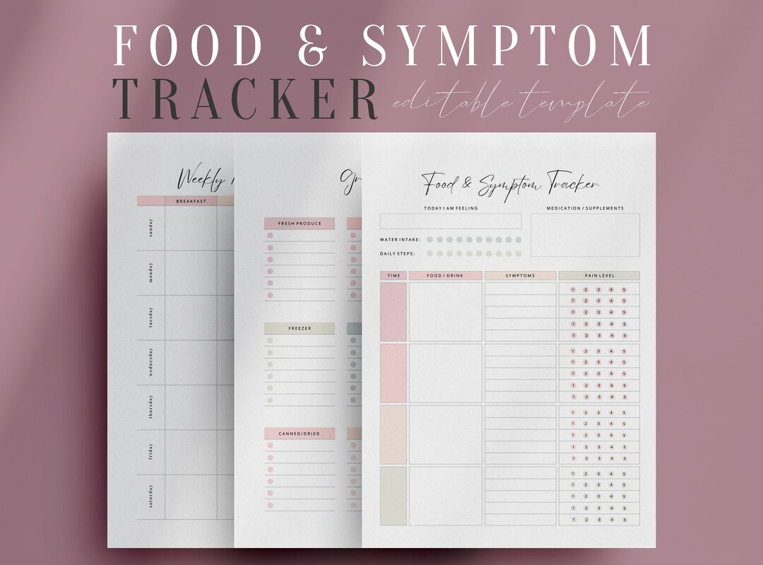 Food & Symptom Tracker Printable, IBS Tracker, Daily Food Diary, My ...
