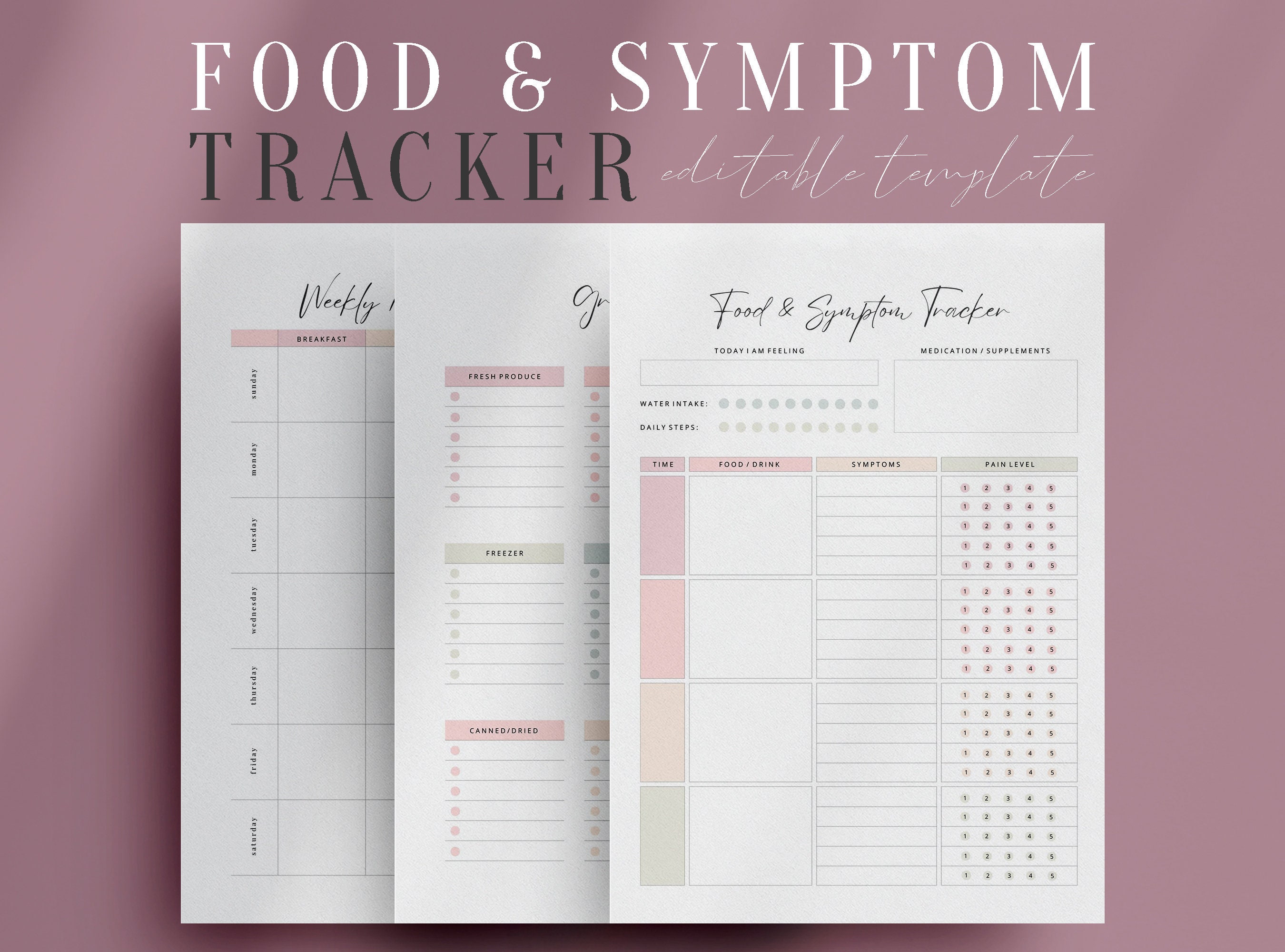 Food & Symptom Tracker Printable, IBS Tracker, Daily Food Diary, My ...