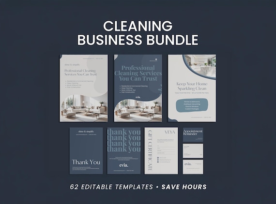 Cleaning Business Bundle: Editable Canva Templates for Service Forms & Marketing