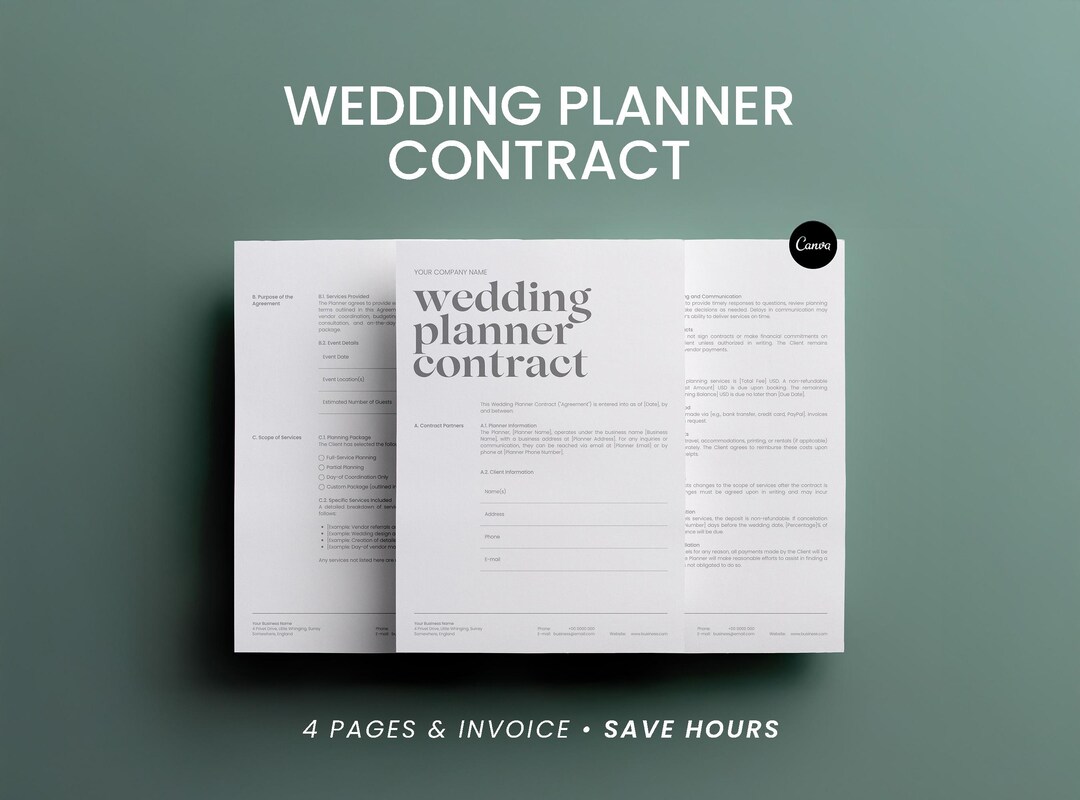 Wedding Planner Contract Template: Editable Agreement for Event ...