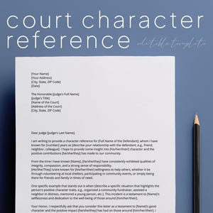 Referencia de carácter judicial, Carta de carácter, Carta al juez, Carta judicial, Referencia de carácter, Referencia judicial, Referencia legal