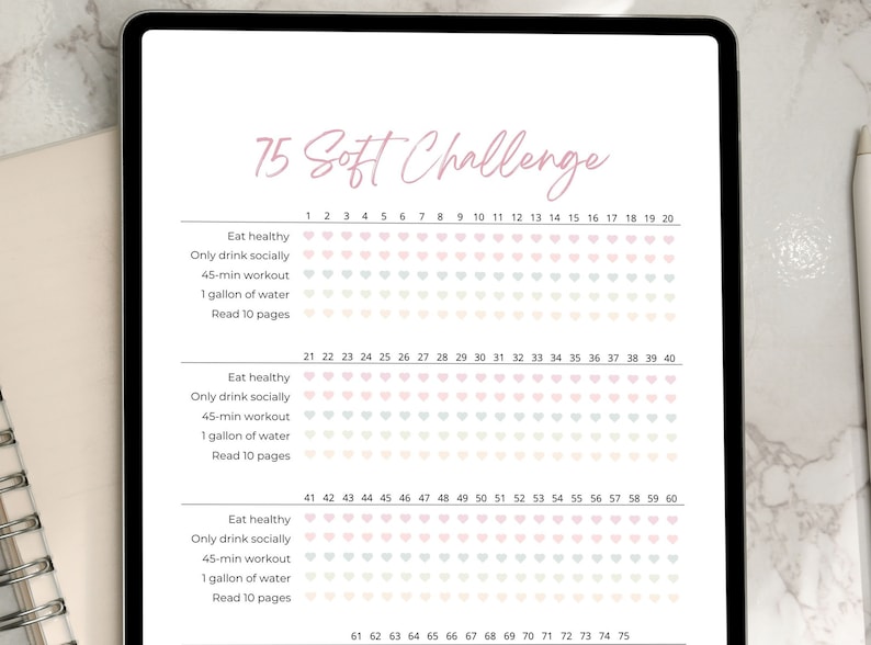 75 Soft Challenge Template 75 Day Tracker Easy Self Care Challenge 75 Soft Challenge Template 75 Day Tracker Easy Self Care Challenge