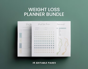 Weight Loss Planner Bundle: Fitness Journal, Workout Tracker & Meal Prep Templates