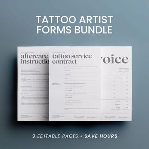 Tattoo Artist Forms Bundle: Editable Service Contract, Consent & Aftercare Templates