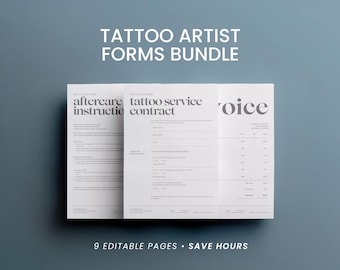 Tattoo Artist Forms Bundle: Editable Service Contract, Consent & Aftercare Templates