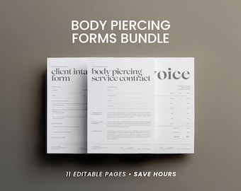 Body Piercing Consent Form Bundle: Editable Intake & Aftercare Templates