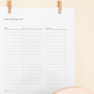 May include: A printable checklist with sections for daily and weekly tasks. The checklist has a simple design with black text on a white background.