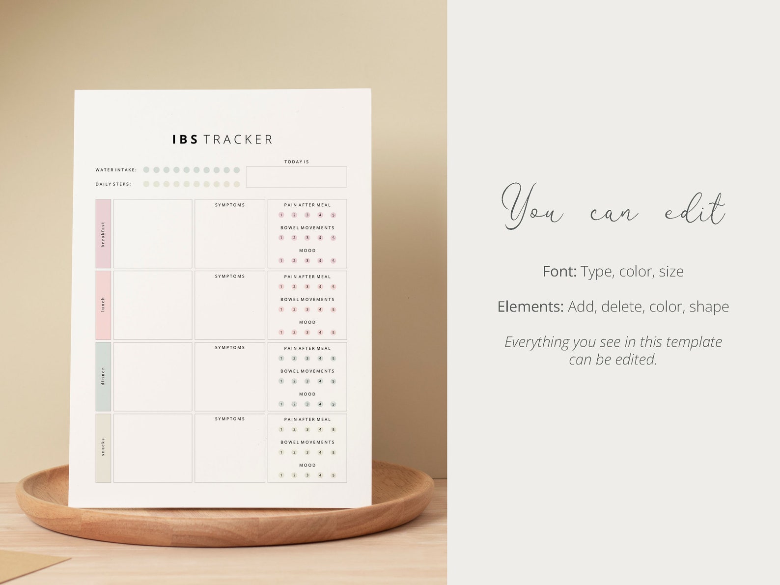 IBS Tracker Printable | Size A4, US Letter | IBS Symptom Tracker | Gut ...
