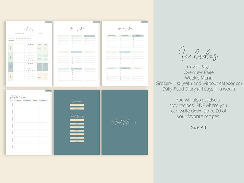 Weekly Meal Planner Goodnotes Template Digital Grocery List Etsy