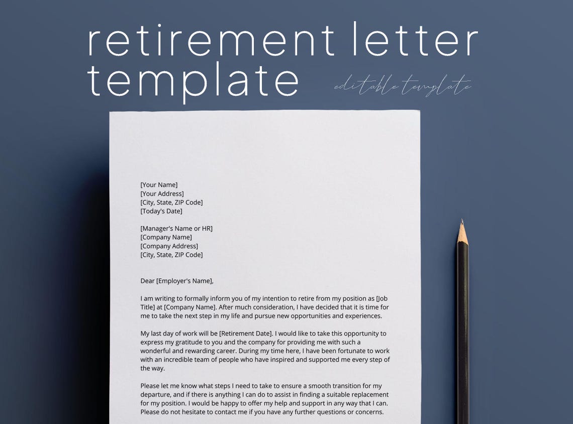 Professional Retirement Letter, Letter of Retirement, Retirement ...
