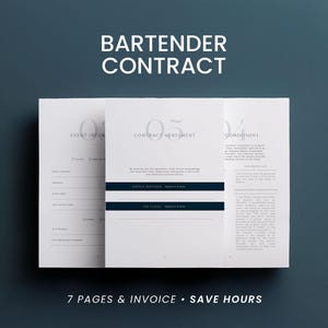 Sjabloon barmanovereenkomst evenement: bewerkbaar canva-contract voor feesten en bruiloften