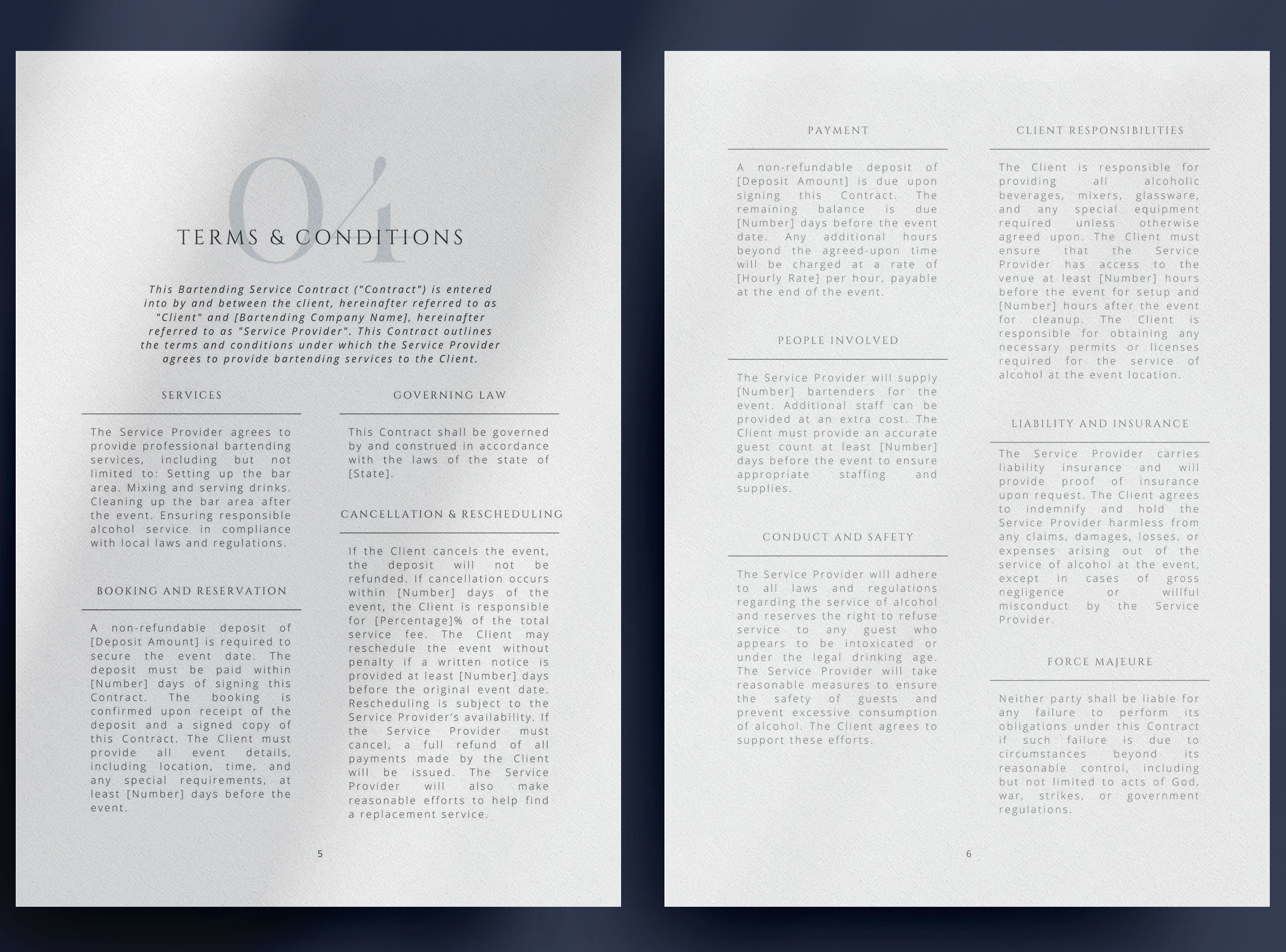 Editable Bartender Contract Template Bartending Service Agreement Editable Bartender Contract Template Bartending Service Agreement