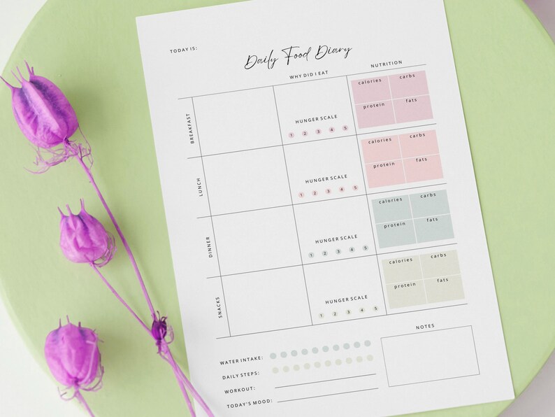 Editable Food Diary | A4, US Letter, A5 | Canva Template | Meal Journal ...