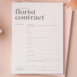 花の契約書テンプレート、花屋契約書、フラワーアレンジメント契約書、花屋アーティストデザイナー契約書、編集可能な花の契約書