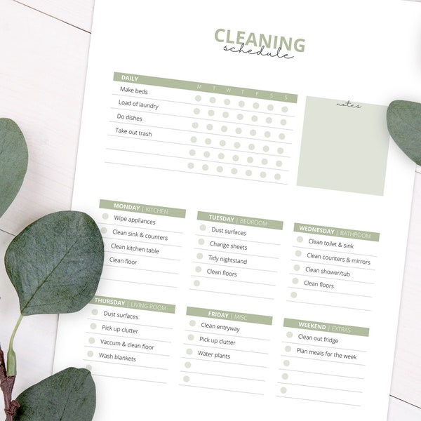 EDITABLE Cleaning Schedule | Cleaning Checklist | Cleaning Template | Planner Organization | Editable PDF | Cleaning To Do List | Zone Clean