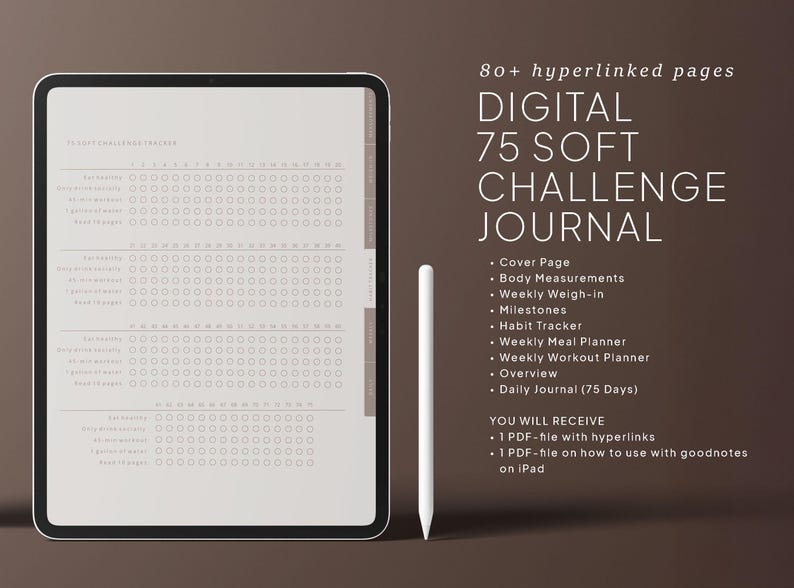 75 Soft Challenge Tracker: Digital Fitness & Self-care Journal - Etsy